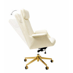 Beżowy fotel biurowy ADMIRAL | Design ze złotą podstawą