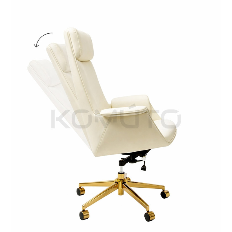 Beżowy fotel biurowy ADMIRAL | Design ze złotą podstawą