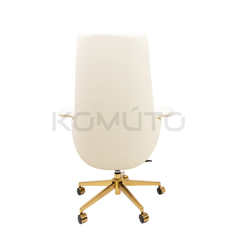 Beżowy fotel biurowy ADMIRAL | Design ze złotą podstawą