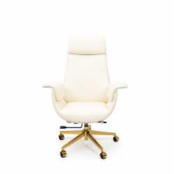 Beżowy fotel biurowy ADMIRAL | Design ze złotą podstawą