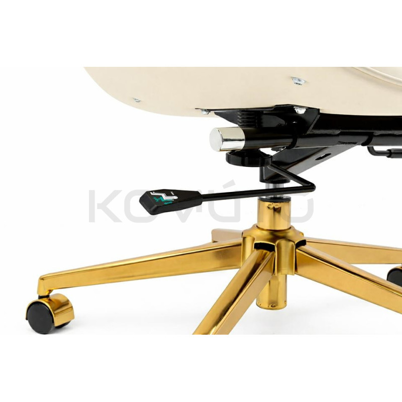 Beżowy fotel biurowy ADMIRAL | Design ze złotą podstawą