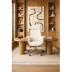Beżowy fotel biurowy ADMIRAL | Design ze złotą podstawą
