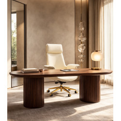 Beżowy fotel biurowy ADMIRAL | Design ze złotą podstawą