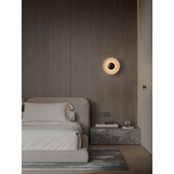 Kinkiet z trawertynu Saturn – designerska lampa ścienna LED