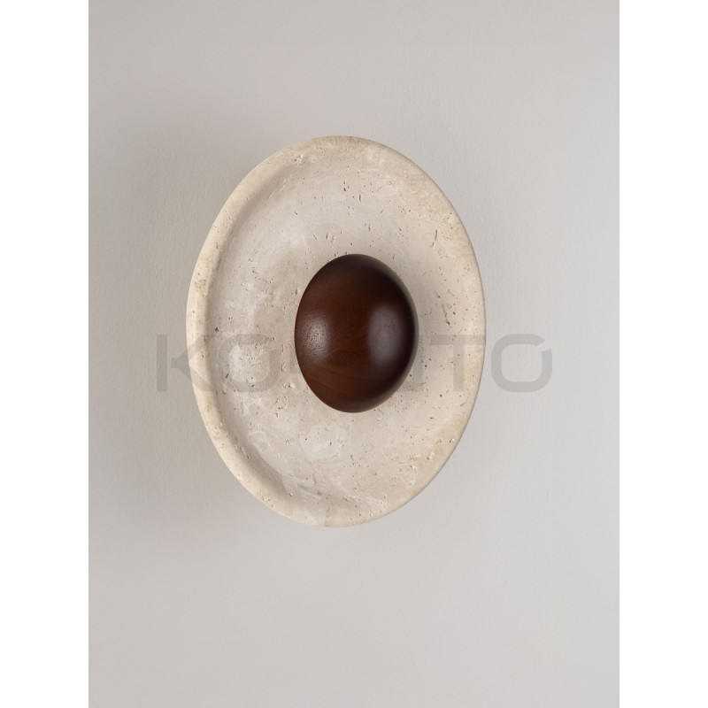 Kinkiet z trawertynu Saturn – designerska lampa ścienna LED