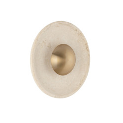 Okrągły kinkiet Saturn z kamienia – trawertynu i złoty metal