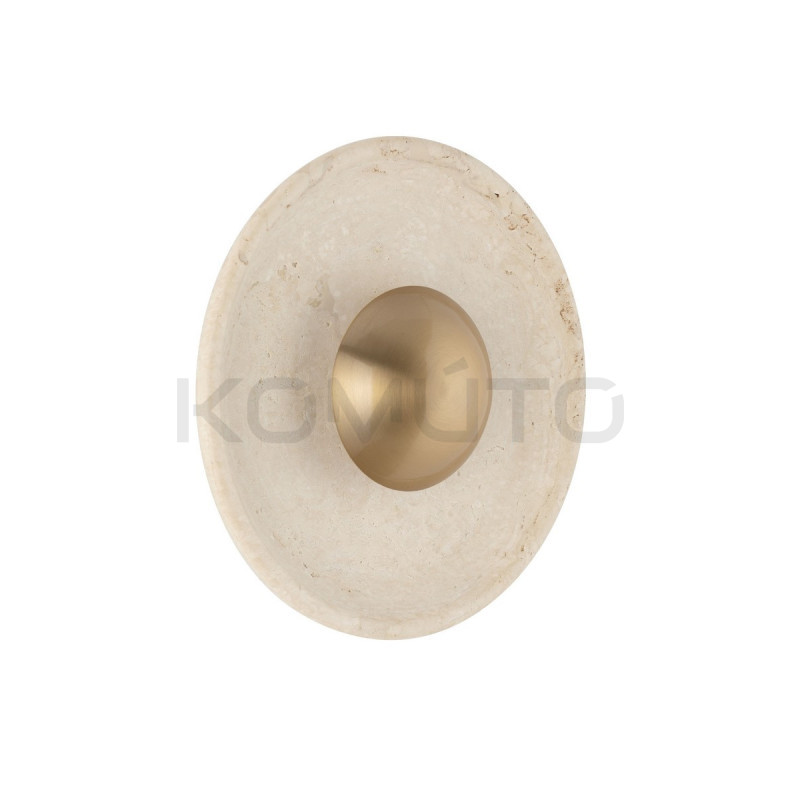 Okrągły kinkiet Saturn z kamienia – trawertynu i złoty metal