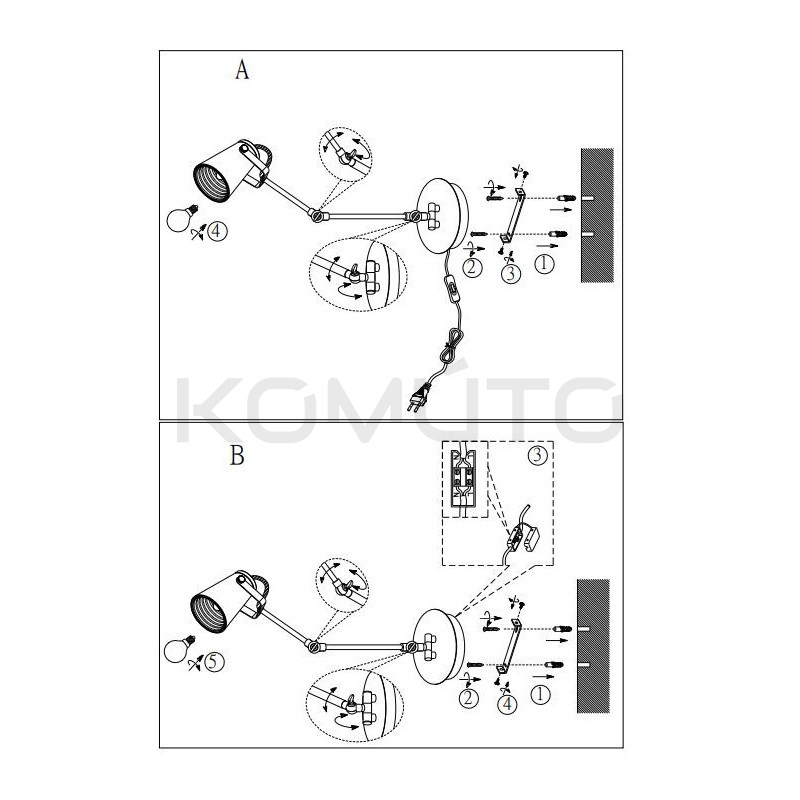  Loftowy Kinkiet z ruchomym ramieniem Edziu czarny – regulowany