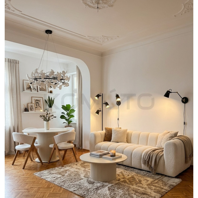 Stół okrągły Roma biały 100 elegancki ze zdobioną odstawą