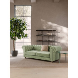 Sofa Chesterfield Lady 2 osobowa plusz, welur, tkanina