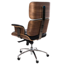 Fotel Lounge Chair do biura - czarny, fornir orzech | komuto.pl
