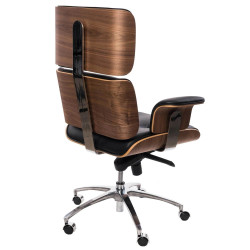 Fotel Lounge Chair do biura - czarny, fornir orzech | komuto.pl