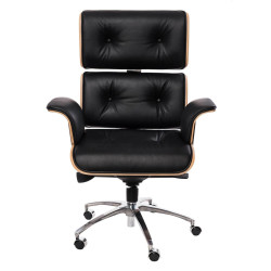 Fotel Lounge Chair do biura - czarny, fornir orzech | komuto.pl