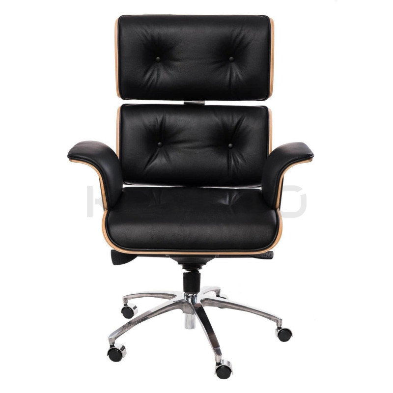 Fotel Lounge Chair do biura - czarny, fornir orzech | komuto.pl