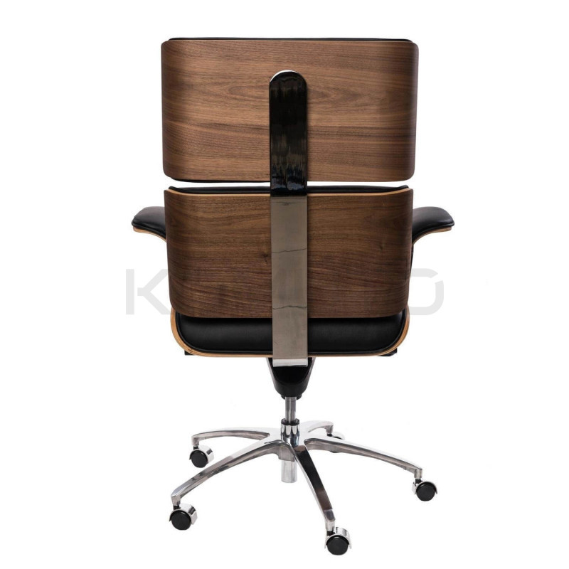 Fotel Lounge Chair do biura - czarny, fornir orzech | komuto.pl