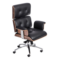 Fotel Lounge Chair do biura - czarny, fornir orzech | komuto.pl