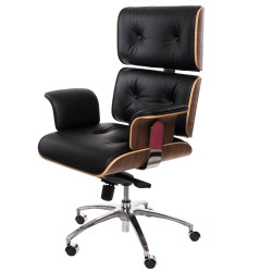 Fotel Lounge Chair do biura - czarny, fornir orzech | komuto.pl