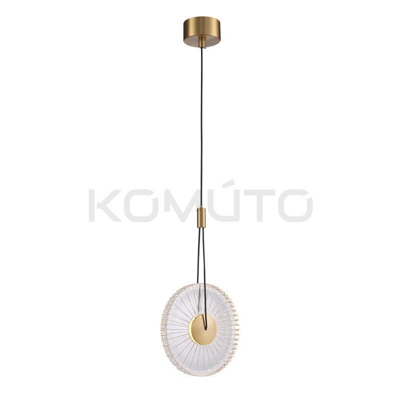 SUNBLAST lampa wisząca LED 20 cm złota - nowoczesna lampa ryflowana