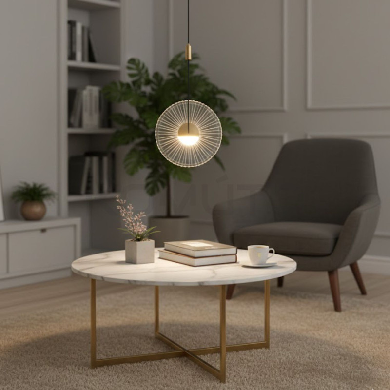 SUNBLAST lampa wisząca LED 20 cm złota - nowoczesna lampa ryflowana