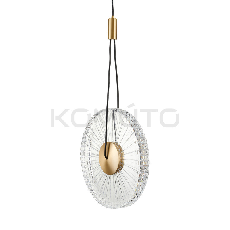 SUNBLAST lampa wisząca LED 20 cm złota - nowoczesna lampa ryflowana