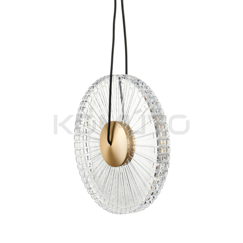 SUNBLAST lampa wisząca LED 20 cm złota - nowoczesna lampa ryflowana