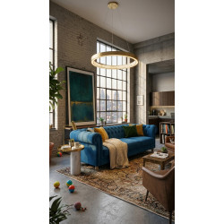 Pikowana Sofa Chesterfield Canon 4 osobowa welurowa
