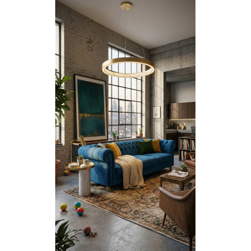 Pikowana Sofa Chesterfield Canon 4 osobowa welurowa
