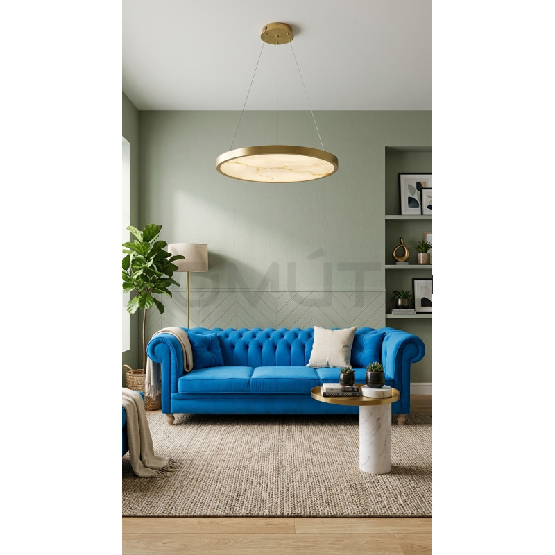 Pikowana Sofa Chesterfield Canon 4 osobowa welurowa