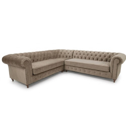 Pikowany Narożnik Chesterfield Lady 220x310 cm welur, plusz