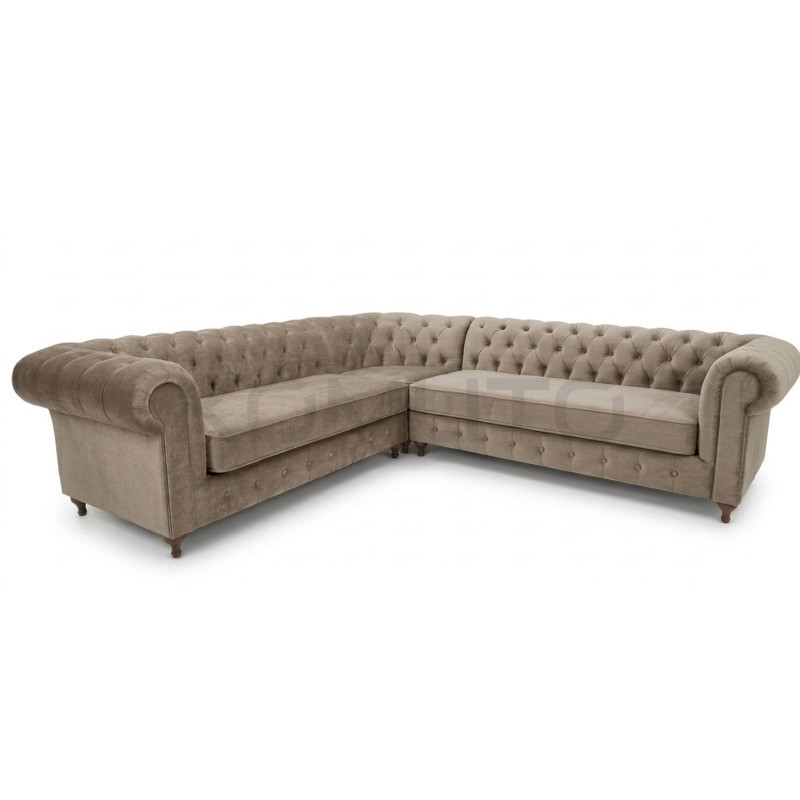 Pikowany Narożnik Chesterfield Lady 220x310 cm welur, plusz