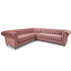 Pikowany Narożnik Chesterfield Lady 220x310 cm welur, plusz