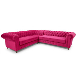 Pikowany Narożnik Chesterfield Lady 220x310 cm welur, plusz