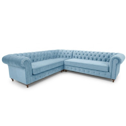 Pikowany Narożnik Chesterfield Lady 220x310 cm welur, plusz