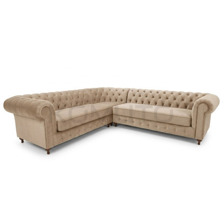 Pikowany Narożnik Chesterfield Lady 220x310 cm welur, plusz
