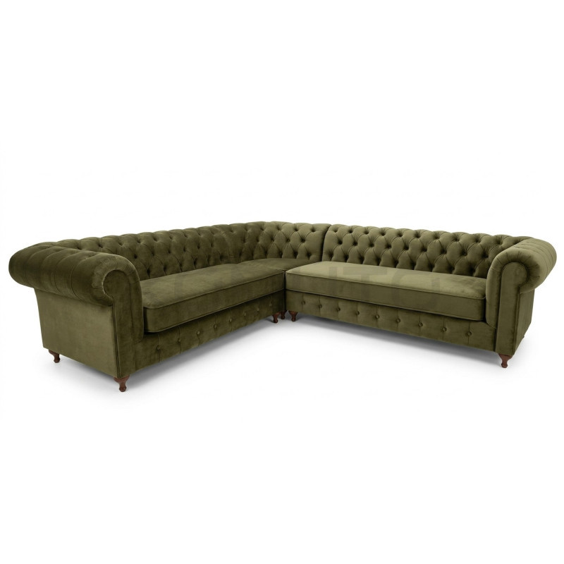 Pikowany Narożnik Chesterfield Lady 220x310 cm welur, plusz