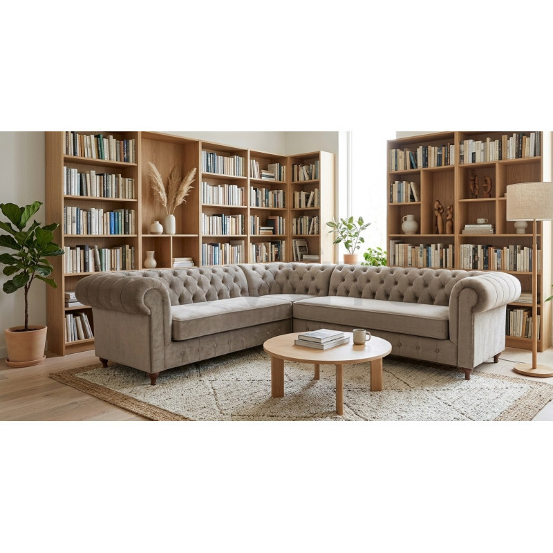 Pikowany Narożnik Chesterfield Lady 220x310 cm welur, plusz