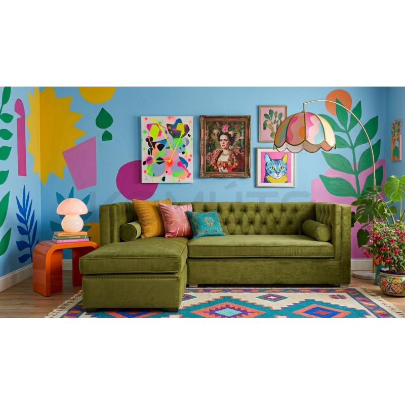 Rozkładany Narożnik Chesterfield ze spaniem London 250x200