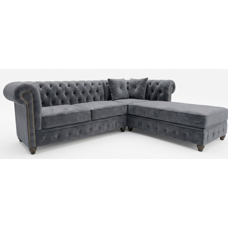 Narożnik Chesterfield z otomaną Lady 270x200 cm do salonu