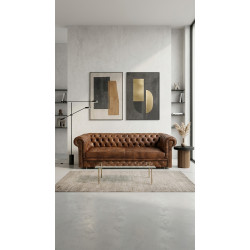 Sofa Chesterfield Normal W Skórze Z Funkcją Spania 4 os.