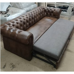 Sofa Chesterfield Normal W Skórze Z Funkcją Spania 4 os.