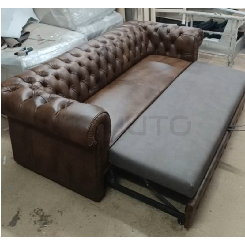 Sofa Chesterfield Normal W Skórze Z Funkcją Spania 4 os.