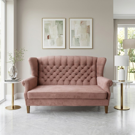 Sofa Chesterfield Uszak Old 2 os. plusz, welur, tkanina