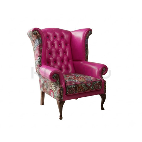 Fotel Uszak Chesterfield Lord Regent | Skóra naturalna | patchwork