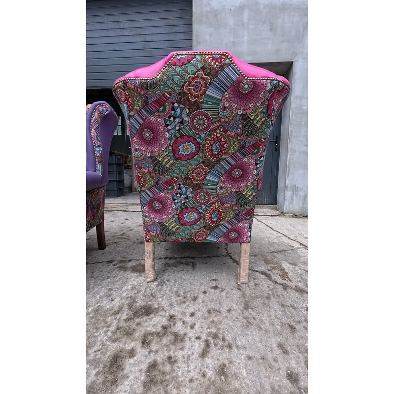 Fotel Uszak Chesterfield Lord Regent | Skóra naturalna | patchwork