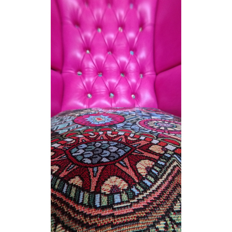 Fotel Uszak Chesterfield Lord Regent | Skóra naturalna | patchwork