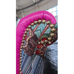 Fotel Uszak Chesterfield Lord Regent | Skóra naturalna | patchwork