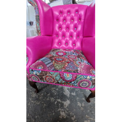 Fotel Uszak Chesterfield Lord Regent | Skóra naturalna | patchwork