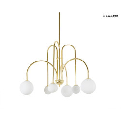 Lampa wisząca glamour NERI złota białe klosze do salonu
