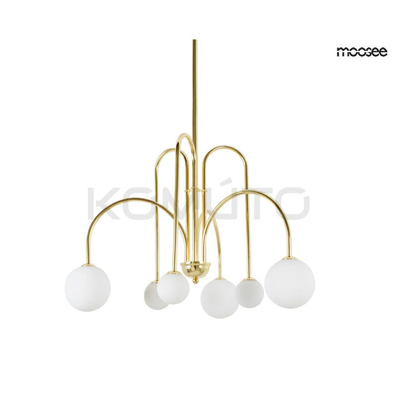 Lampa wisząca glamour NERI złota białe klosze do salonu