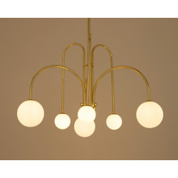 Lampa wisząca glamour NERI złota białe klosze do salonu
